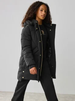 Noir - Manteau matelassé long imperméable Baker by Ted Baker fille