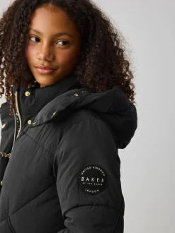 Noir - Manteau matelassé long imperméable Baker by Ted Baker fille
