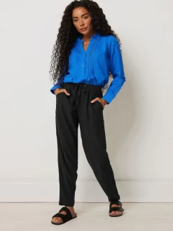 Noir - M&Co Petites tailles Lin Joggers