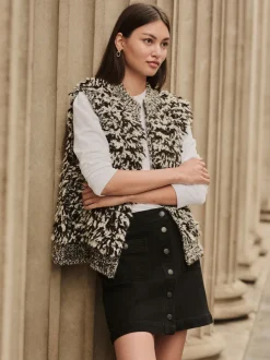 Noir - Minijupe Denim à poches plaquées