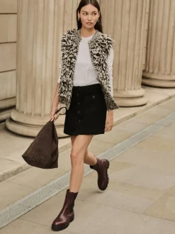 Noir - Minijupe Denim à poches plaquées