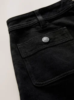 Noir - Minijupe Denim à poches plaquées