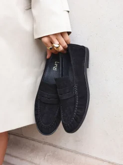 Noir - Mocassins Linzi Belmont froncés en cuir daim