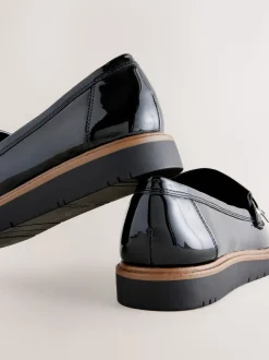 Noir - Mocassins épais vernissés à glands