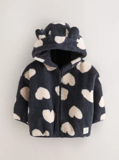 Noir à motif cœur - Polaire zippée (3mois-7ans)