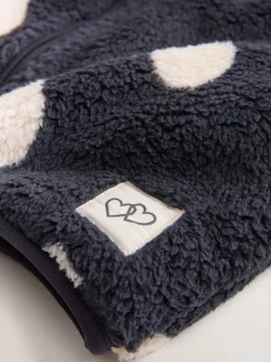 Noir à motif cœur - Polaire zippée (3mois-7ans)