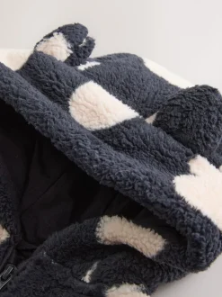 Noir à motif cœur - Polaire zippée (3mois-7ans)