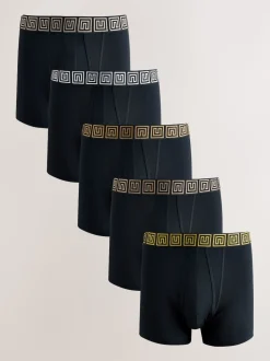 Noir à motif métallisé - Boxer A-Front en coton riche