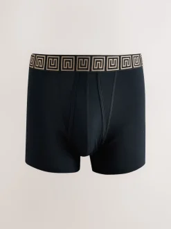Noir à motif métallisé - Boxer A-Front en coton riche