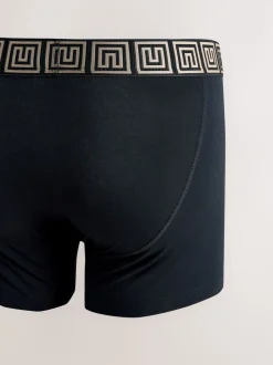 Noir à motif métallisé - Boxer A-Front en coton riche