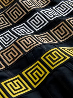 Noir à motif métallisé - Boxer A-Front en coton riche