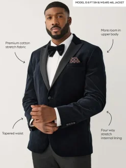 Noir - Moulant - Blazer Motionflex Extensible en velours