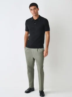 Noir - Moulant - Polo en coton riche en coton à manches courtes