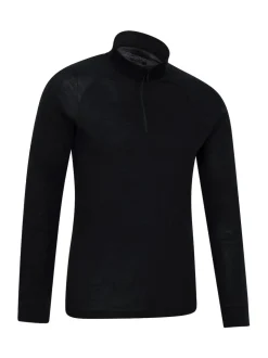 Noir - Mountain Warehouse Mens Merino Quarter Zip Thermal Top