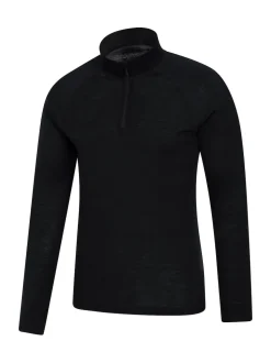 Noir - Mountain Warehouse Mens Merino Quarter Zip Thermal Top