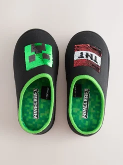 Noir - Mules chaussons Minecraft à sequins réversibles