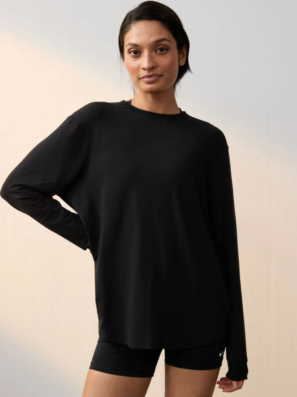 Noir - Nike haut décontracté Dri-FIT à manches longues