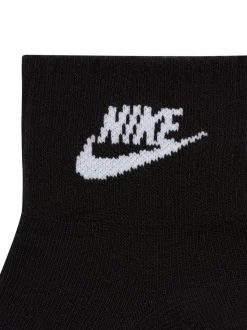 Noir - Nike Tous les jours Essentiel Cheville 100% Coton Chaussettes 3 Lot
