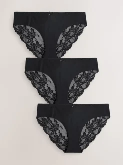 Noir - No VPL Lace Back Briefs 3 Pack