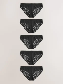 Noir - No VPL Lace Back Briefs 5 Pack