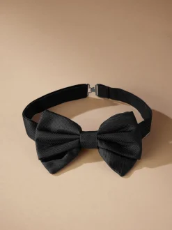 Noir - Nœud papillon en soie texturée Signature Made In Italy