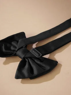 Noir - Nœud papillon en soie texturée Signature Made In Italy