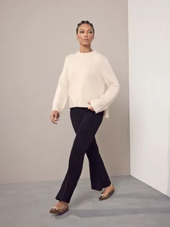 Noir - Pantalon bootcut en velours côtelé lissant