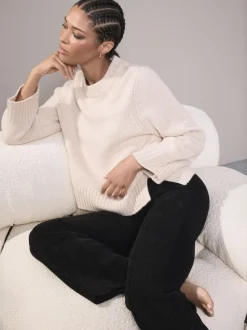 Noir - Pantalon bootcut en velours côtelé lissant