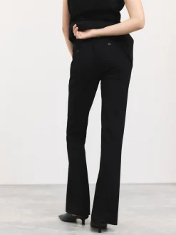 Noir - Pantalon bootcut habillé avec laine