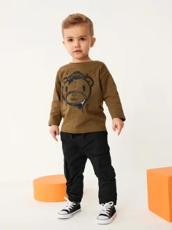 Noir - Pantalon cargo doublé (3mths-7yrs)