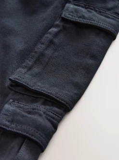 Noir - Pantalon cargo en coton tissé en sergé (3-16ans)