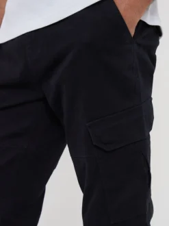 Noir - Pantalon cargo Threadbare style jogger en coton stretch