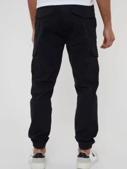 Noir - Pantalon cargo Threadbare style jogger en coton stretch