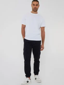 Noir - Pantalon cargo Threadbare style jogger en coton stretch