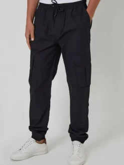 Noir - Pantalon cargo Threadbare slim à poignets 100% coton