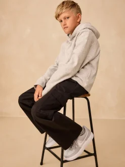 Noir - Pantalon cargo tissé (3-16ans)