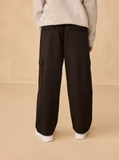 Noir - Pantalon cargo tissé (3-16ans)