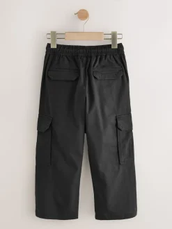 Noir - Pantalon cargo tissé (3-16ans)