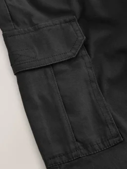 Noir - Pantalon cargo tissé (3-16ans)