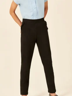 Noir - Pantalon d’école extensible riche en coton à enfiler (3-16ans)