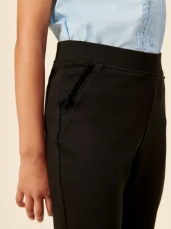 Noir - Pantalon d’école extensible riche en coton à enfiler (3-16ans)