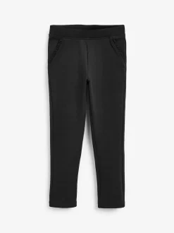 Noir - Pantalon d’école extensible riche en coton à enfiler (3-16ans)