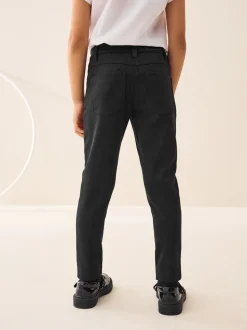 Noir - Pantalon d'école skinny extensible en jersey (3-18ans)