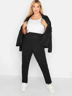Noir - Pantalon de jogging Yours Curve en jersey stretch à double pli