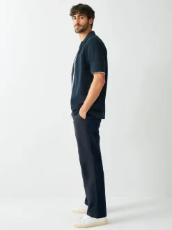 Noir - Pantalon élégant en lin et coton Blend