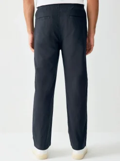 Noir - Pantalon élégant en lin et coton Blend