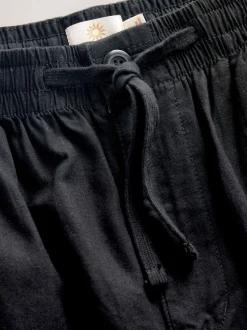 Noir - Pantalon élégant en lin et coton Blend