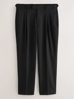 Noir - Pantalon élégant plissé coupe décontractée