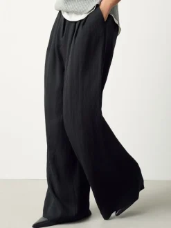 Noir - Pantalon plissé ultra-large