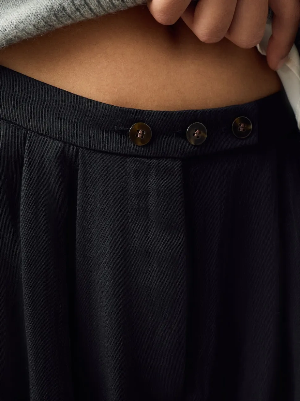 Noir - Pantalon plissé ultra-large